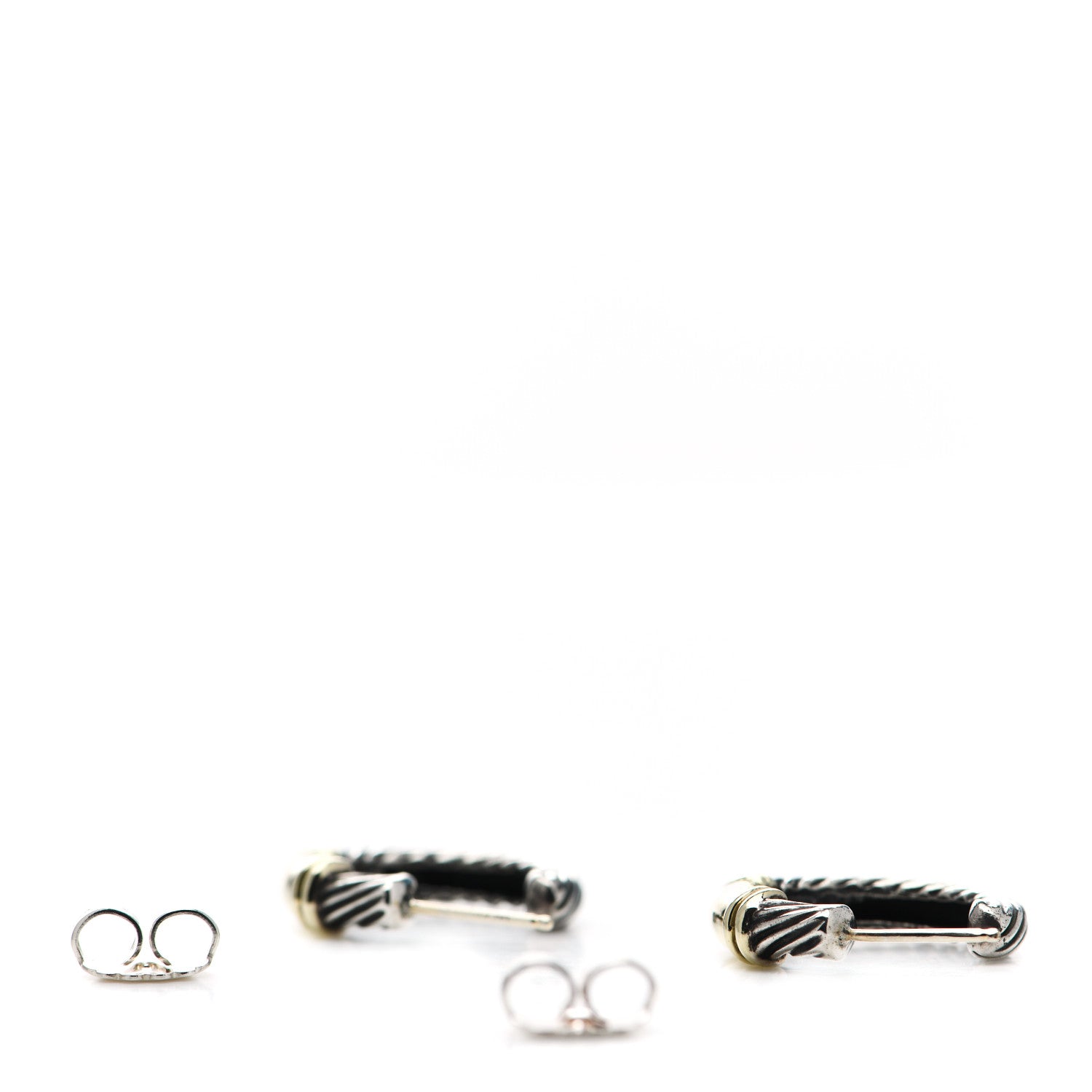 David Yurman Sterling Silver 14K Yellow Gold Small Metro Hoop Earrings 3 of 5