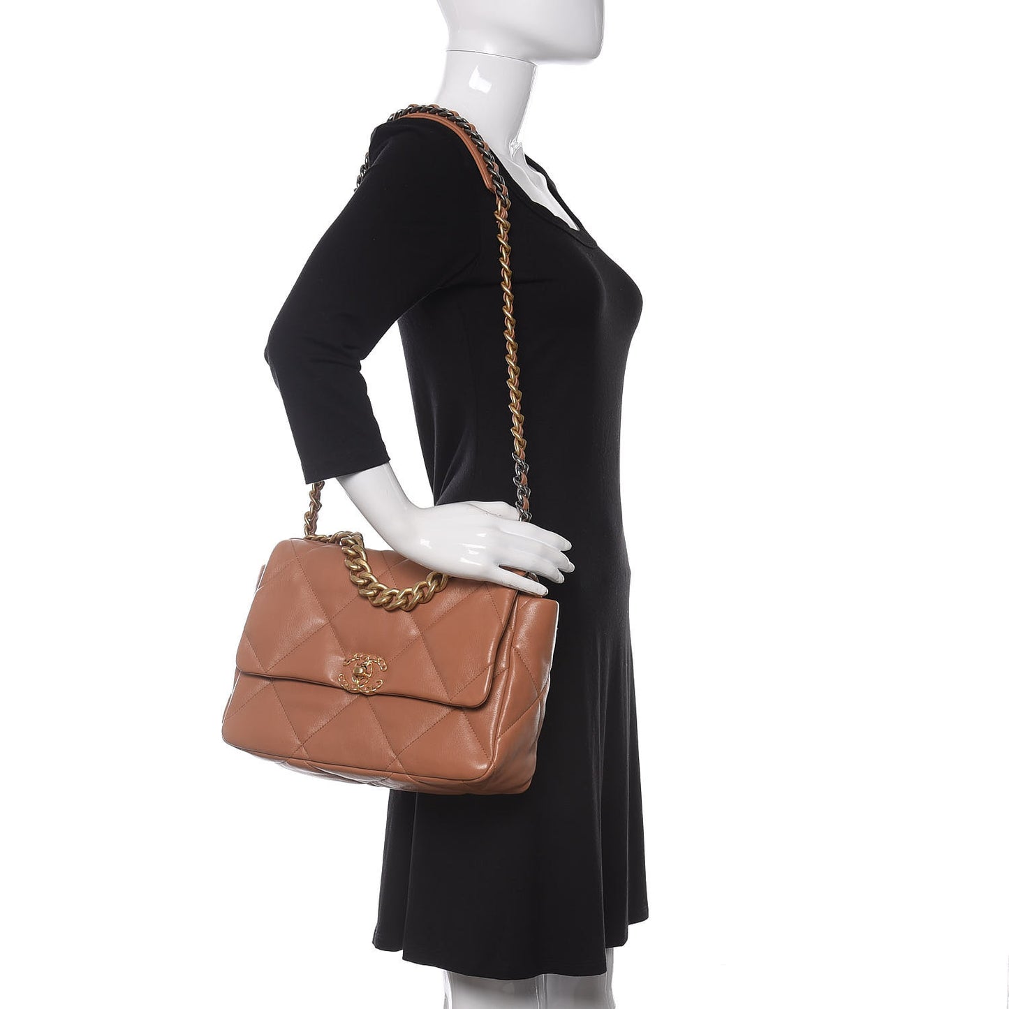 Lambskin Quilted Large 19 Flap Brown