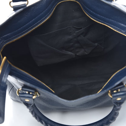 Balenciaga Chevre Gold Metallic Edge Hardware Velo Bleu Nuit Dark Sea 6 of 10