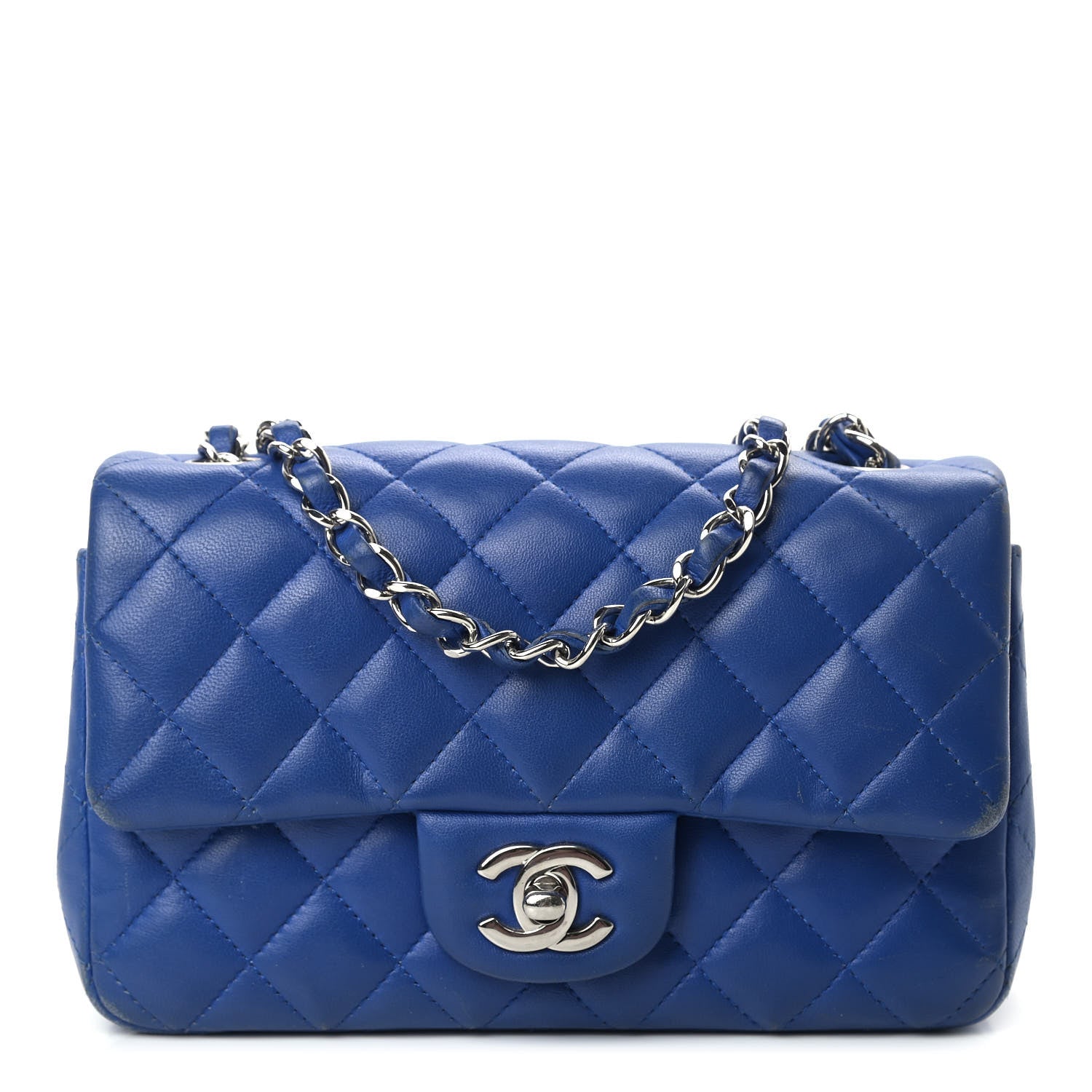 Chanel Lambskin Quilted Mini Rectangular Flap Blue 1 of 13