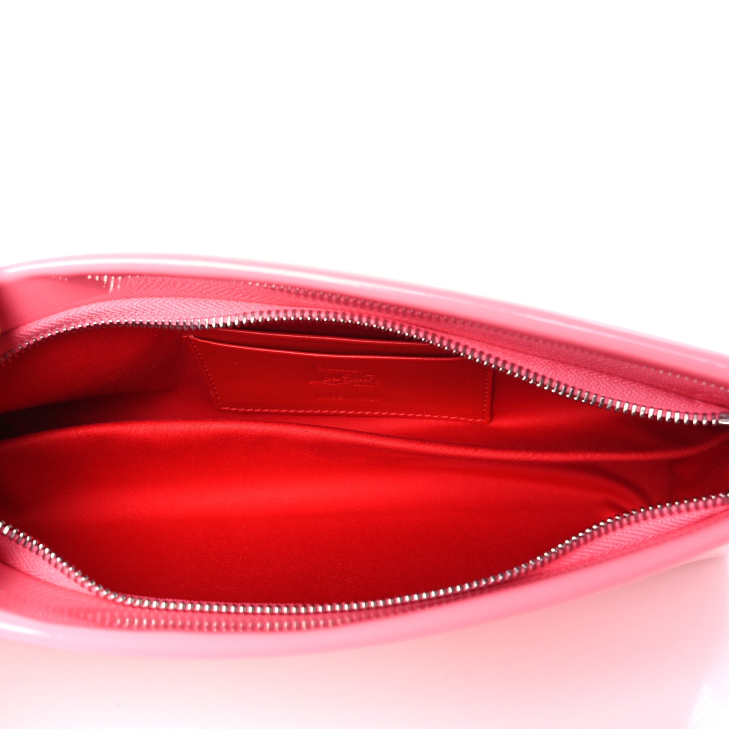 Patent Small Loubi Twist Zip Chain Clutch Bag Bubble Gum