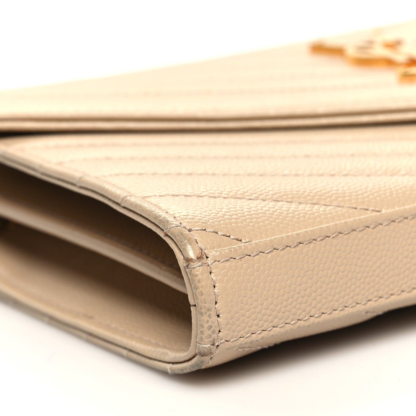 Grain De Poudre Matelasse Chevron Cassandre Chain Wallet Deep Beige