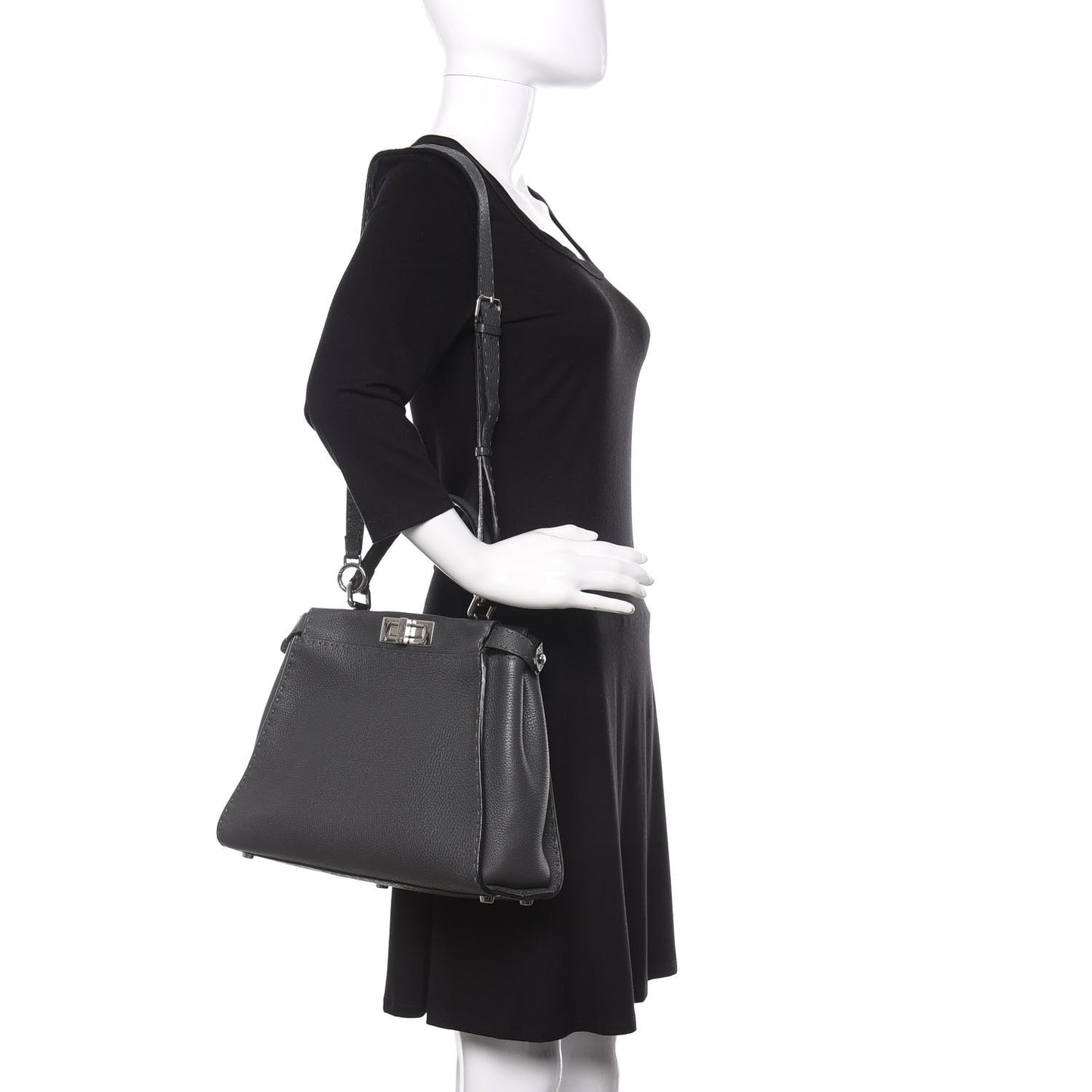 Cuoio Romano Selleria Bi-Color Medium Peekaboo Iconic Satchel Asfalto Latte