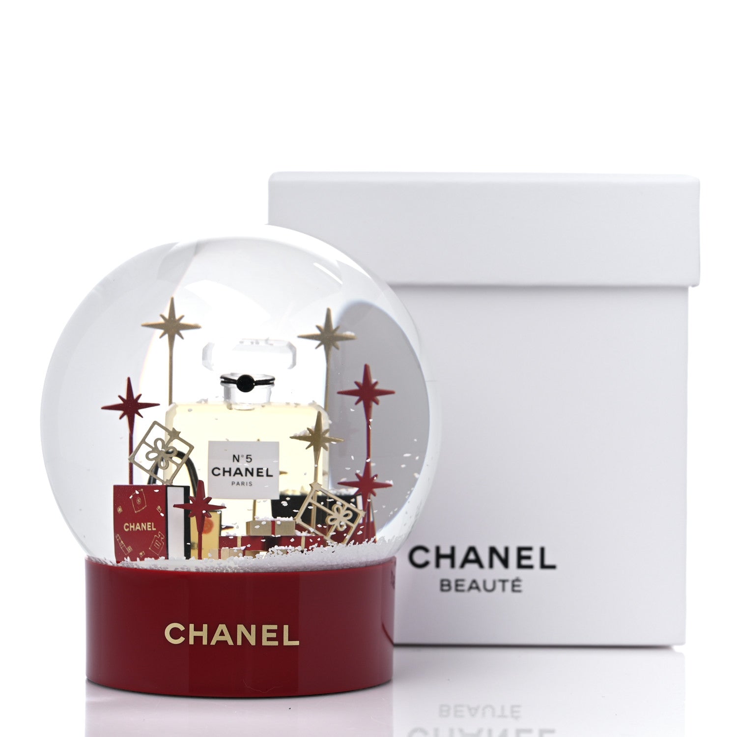 Chanel Glass N°5 Perfume Bottle Snow Globe Red 6 of 6