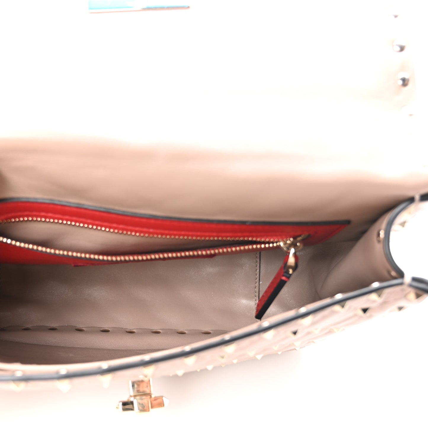 Lambskin Medium Rockstud Spike Shoulder Bag Poudre
