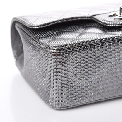 Chanel Metallic Calfskin Quilted Pixel Effect Mini Rectangular Flap Dark Silver 9 of 11
