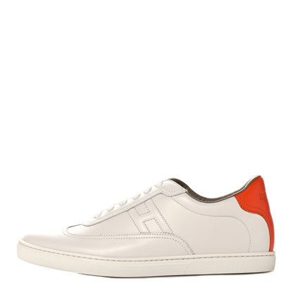 Hermes Calfskin Mens Quicker Sneakers 38 White Orange 1 of 8