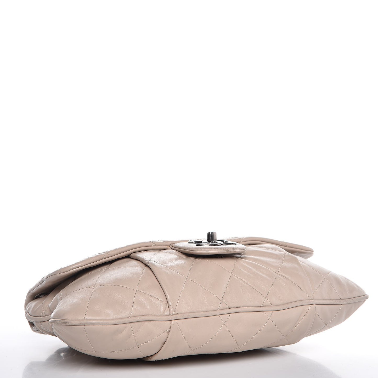 Calfskin Coco Pleats Messenger Flap Beige