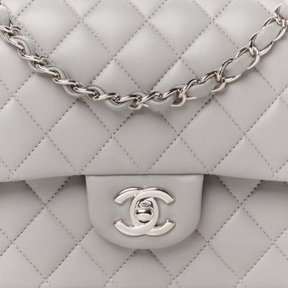 Chanel Lambskin Quilted Medium Double Flap Grey 9 of 12