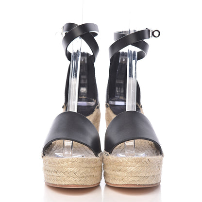 Hermes Calfskin Tivoli Espadrille Wedge Sandals 38 Black 2 of 11