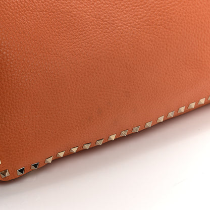 Valentino Garavani Pebbled Calfskin Medium Rockstud Tote Melon Sorbet 12 of 16