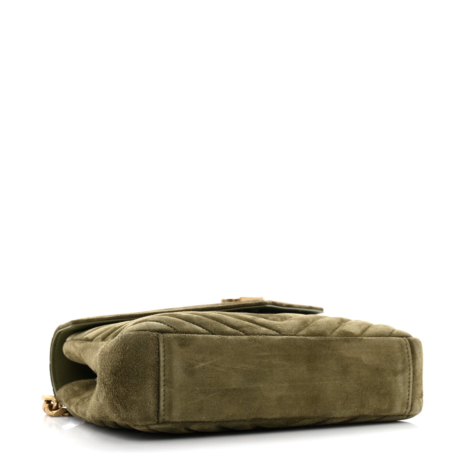 Saint Laurent Suede Matelasse Chevron Monogram Medium College Bag Loden Green 4 of 12