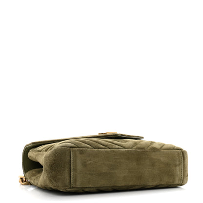 Saint Laurent Suede Matelasse Chevron Monogram Medium College Bag Loden Green 4 of 12