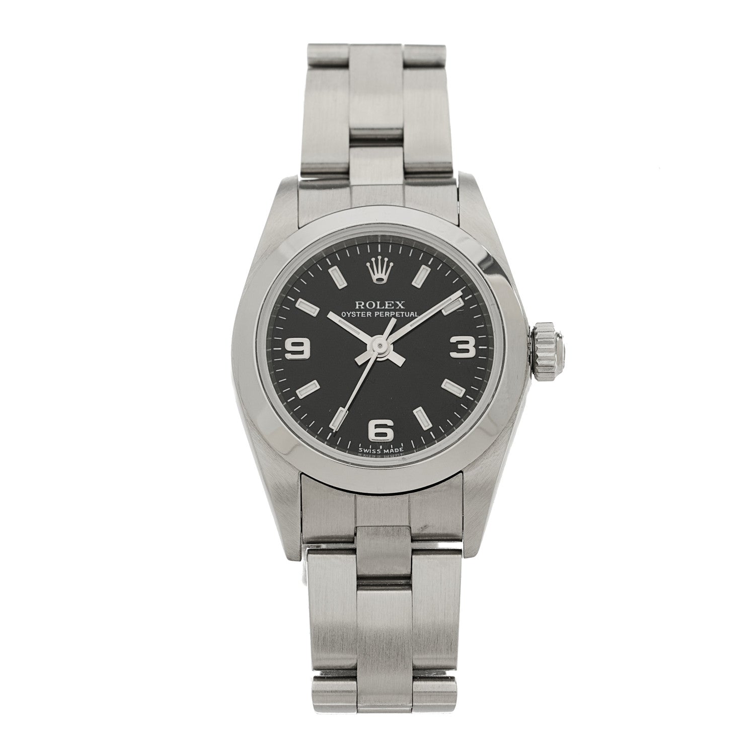 Rolex Stainless Steel 24mm Oyster Perpetual Watch Black 76080 1 of 4