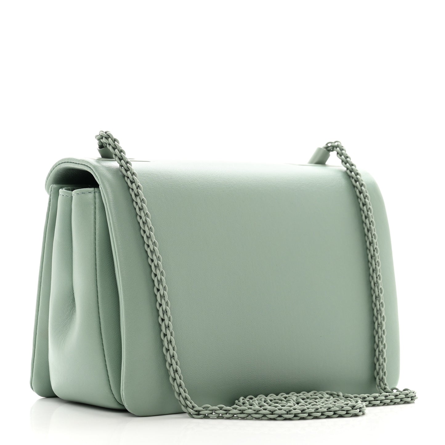 Nappa Lacquer Monochrome One Stud Chain Clutch Morning Dew