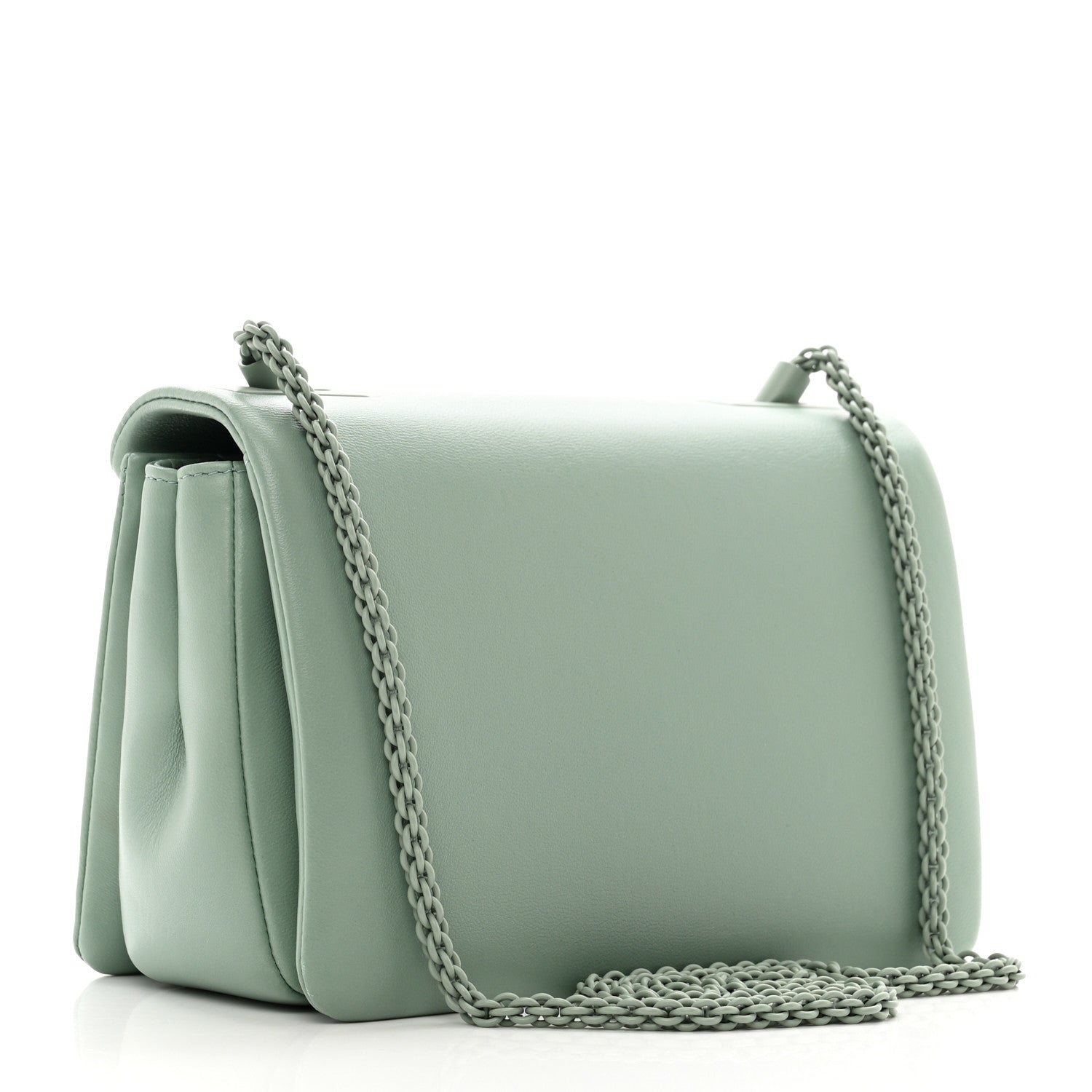 Valentino Garavani Nappa Lacquer Monochrome One Stud Chain Clutch Morning Dew 3 of 11