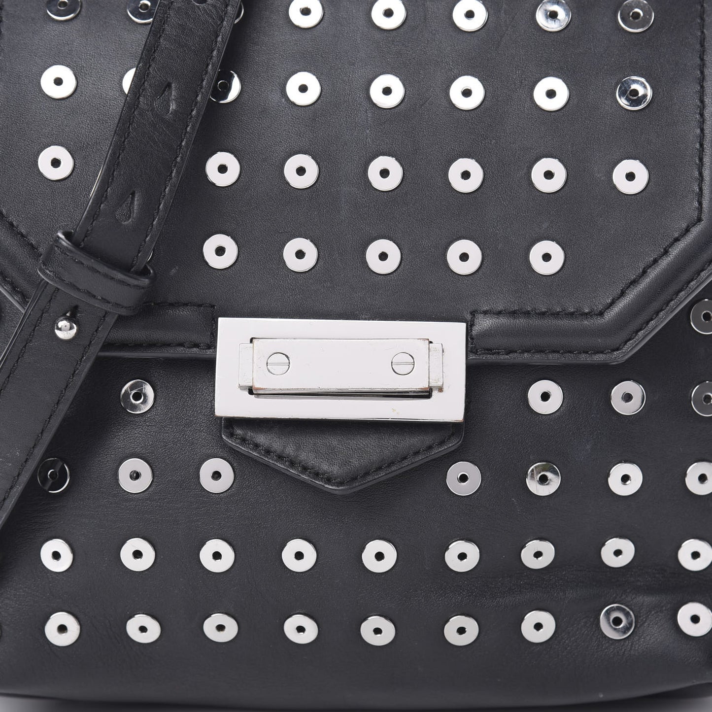 Lambskin Small Eyelets Marion Tote Black Silver Hardware