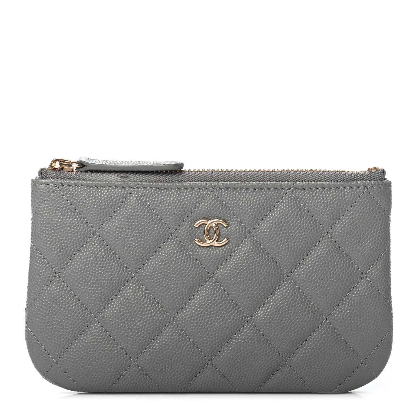 Caviar Quilted Small Cosmetic Case Grey