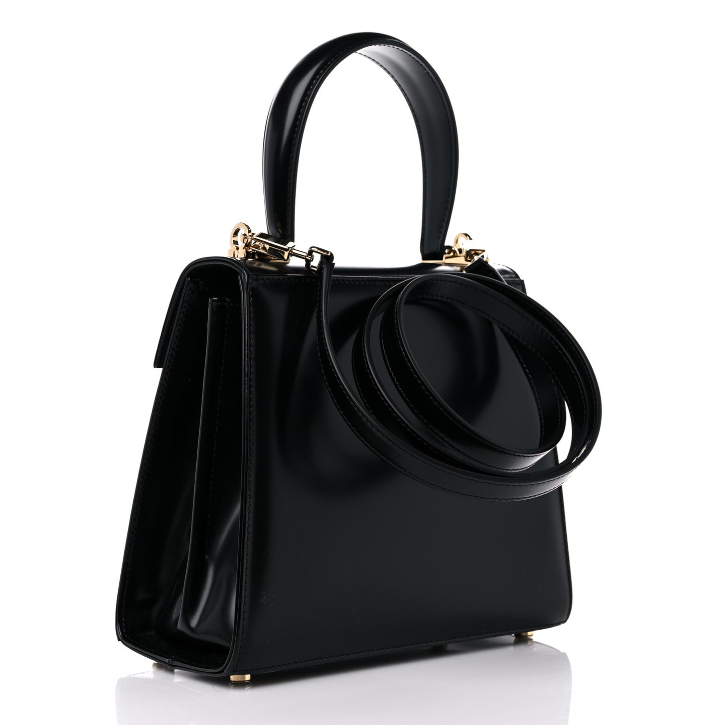 Brushed Off Calfskin Iconic Top Handle Bag Black