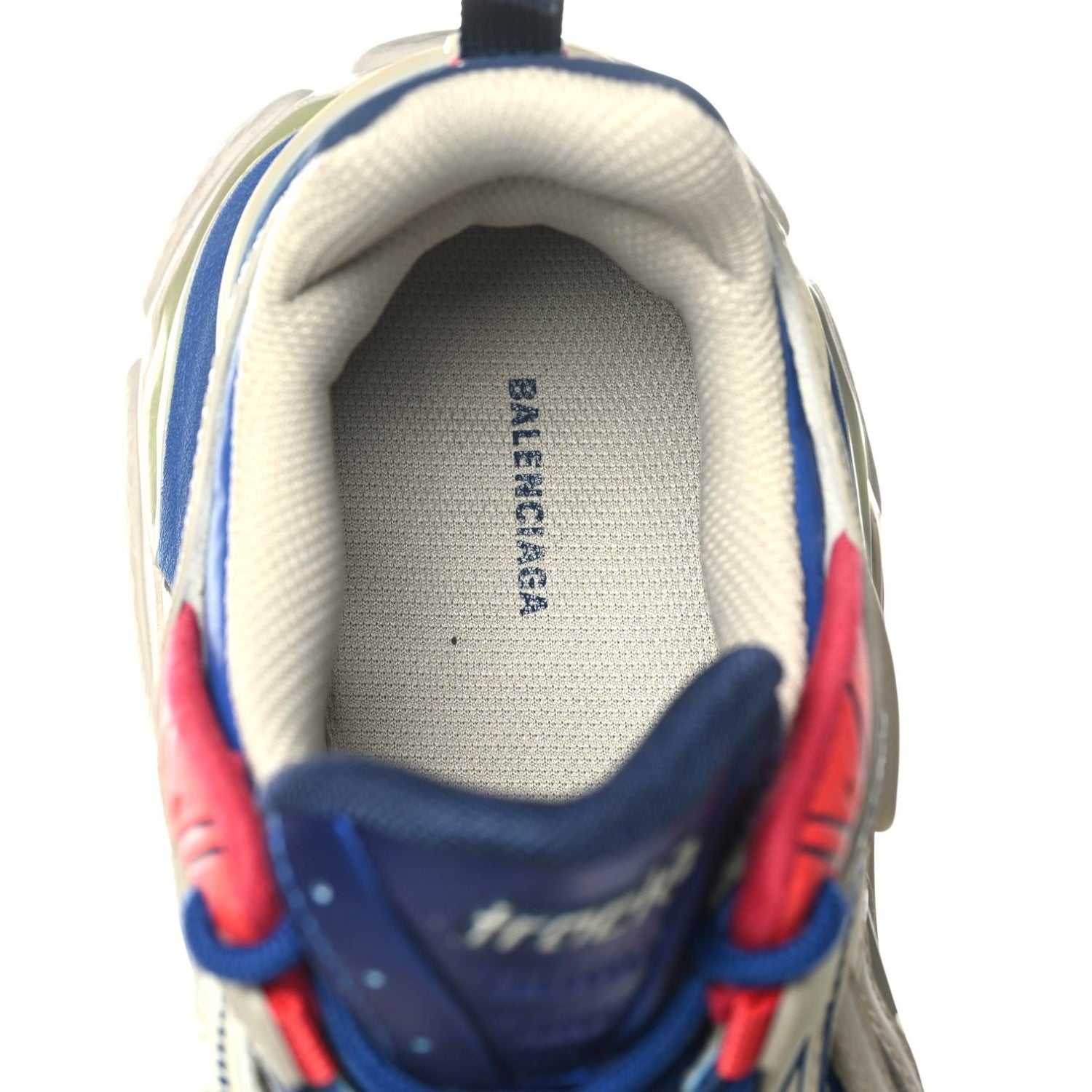 Balenciaga Rubber Mesh Bi-Color Womens Track.2 Open Sneakers 39 Beige Blue Red 7 of 7