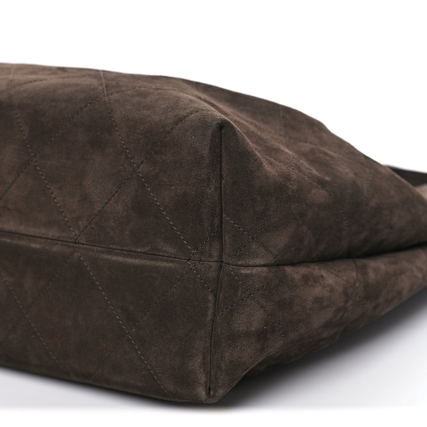Suede Calfskin Lambskin Quilted Maxi Hobo Dark Brown