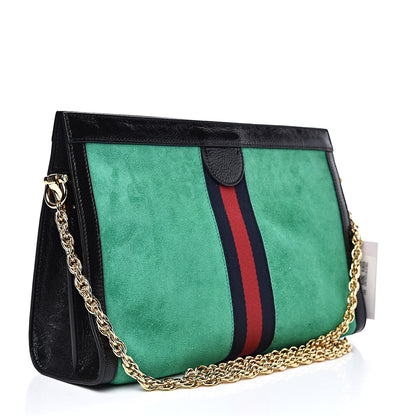 Gucci Suede Patent Web Medium Ophidia Chain Shoulder Bag New Shamarock Black 3 of 12