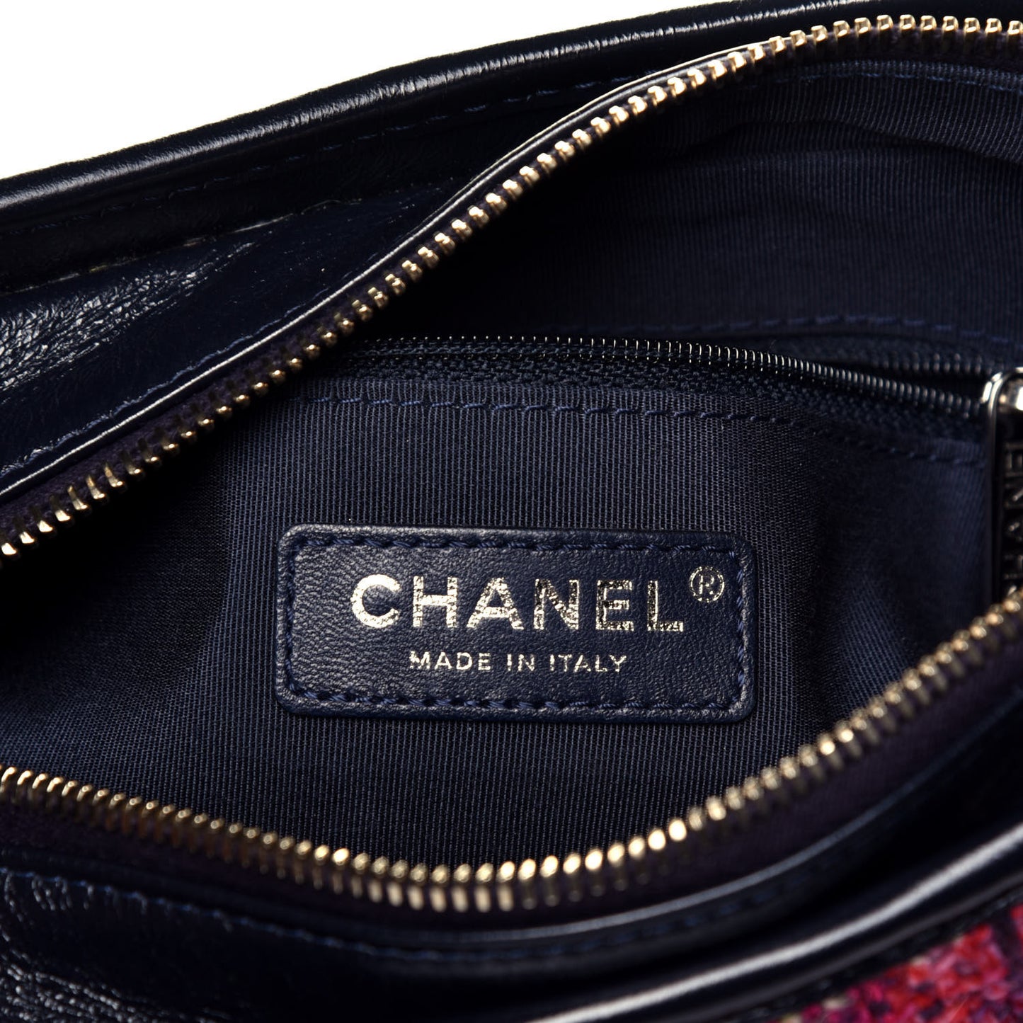 Tweed Calfskin Small Gabrielle Hobo Dark Navy