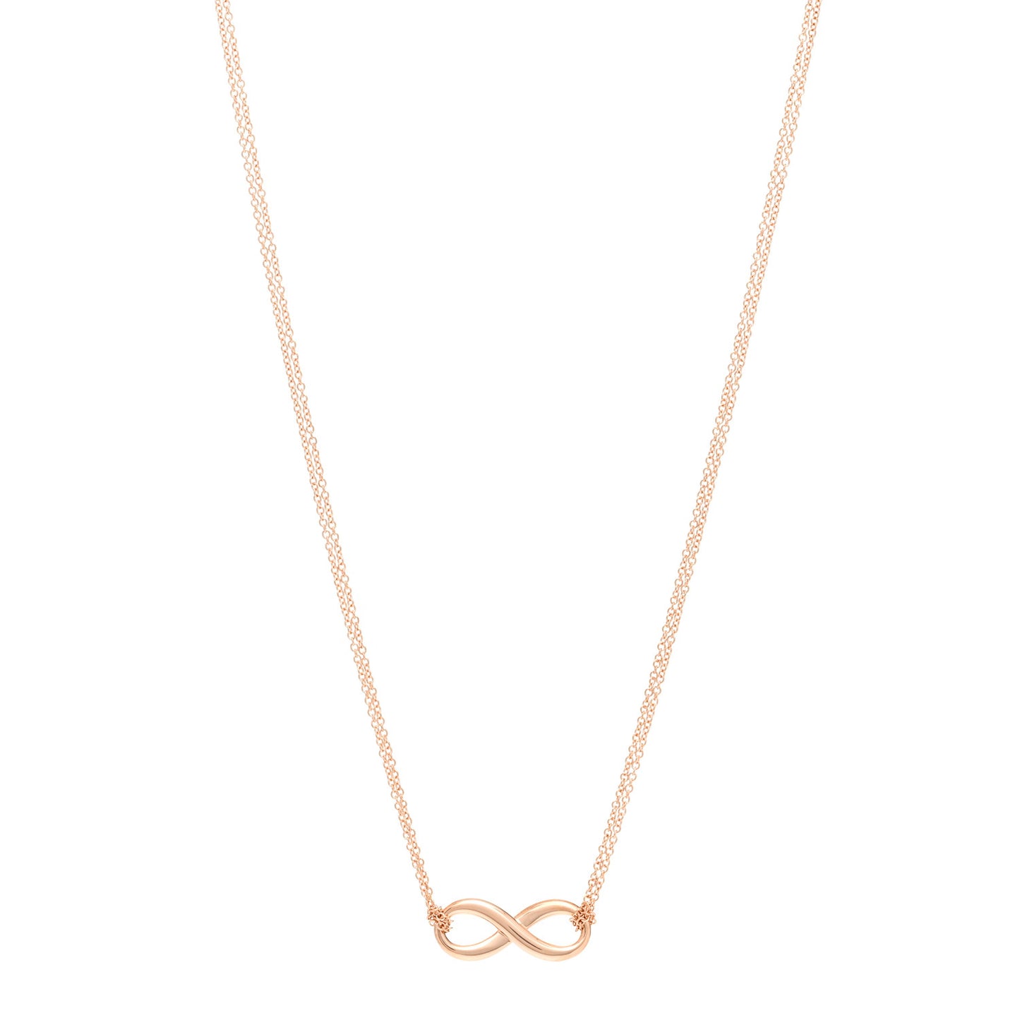 18K Rose Gold Infinity Double Chain Pendant Necklace