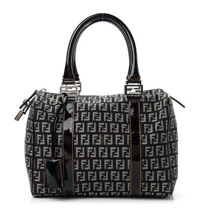 Fendi Zucchino Patent Small Forever Boston Black Panna 1 of 10