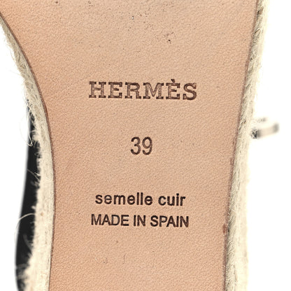 Hermes Calfskin Tipoli Espadrille Wedges 39 Black 8 of 9