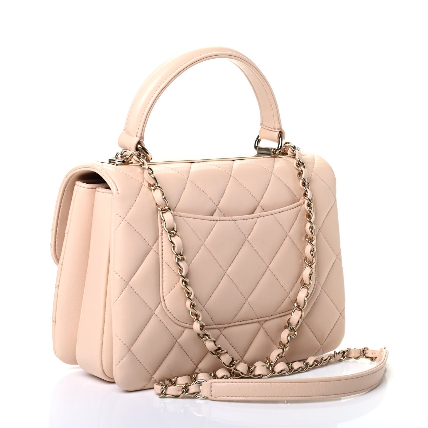Lambskin Quilted Small Trendy CC Dual Handle Flap Bag Beige