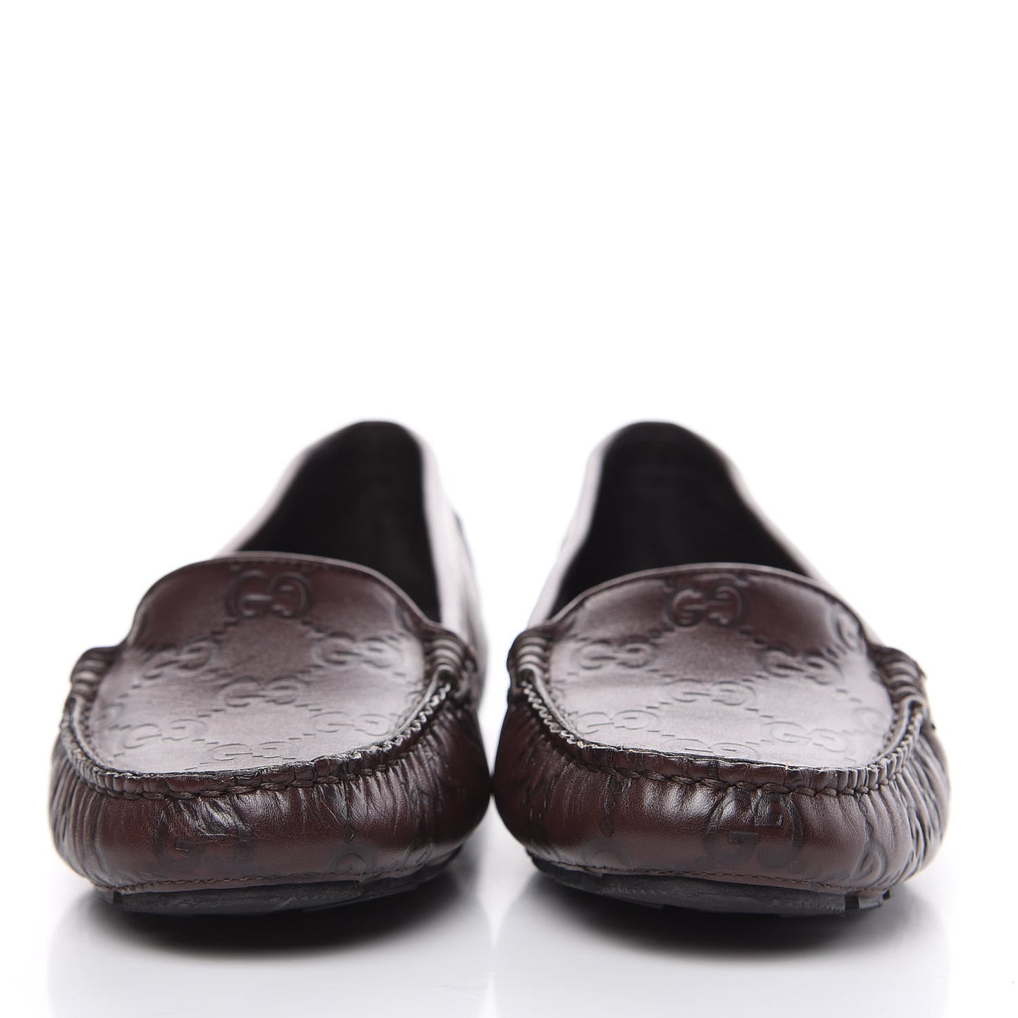 Soft Guccissima Womens Driver Loafers 38 Chocolate