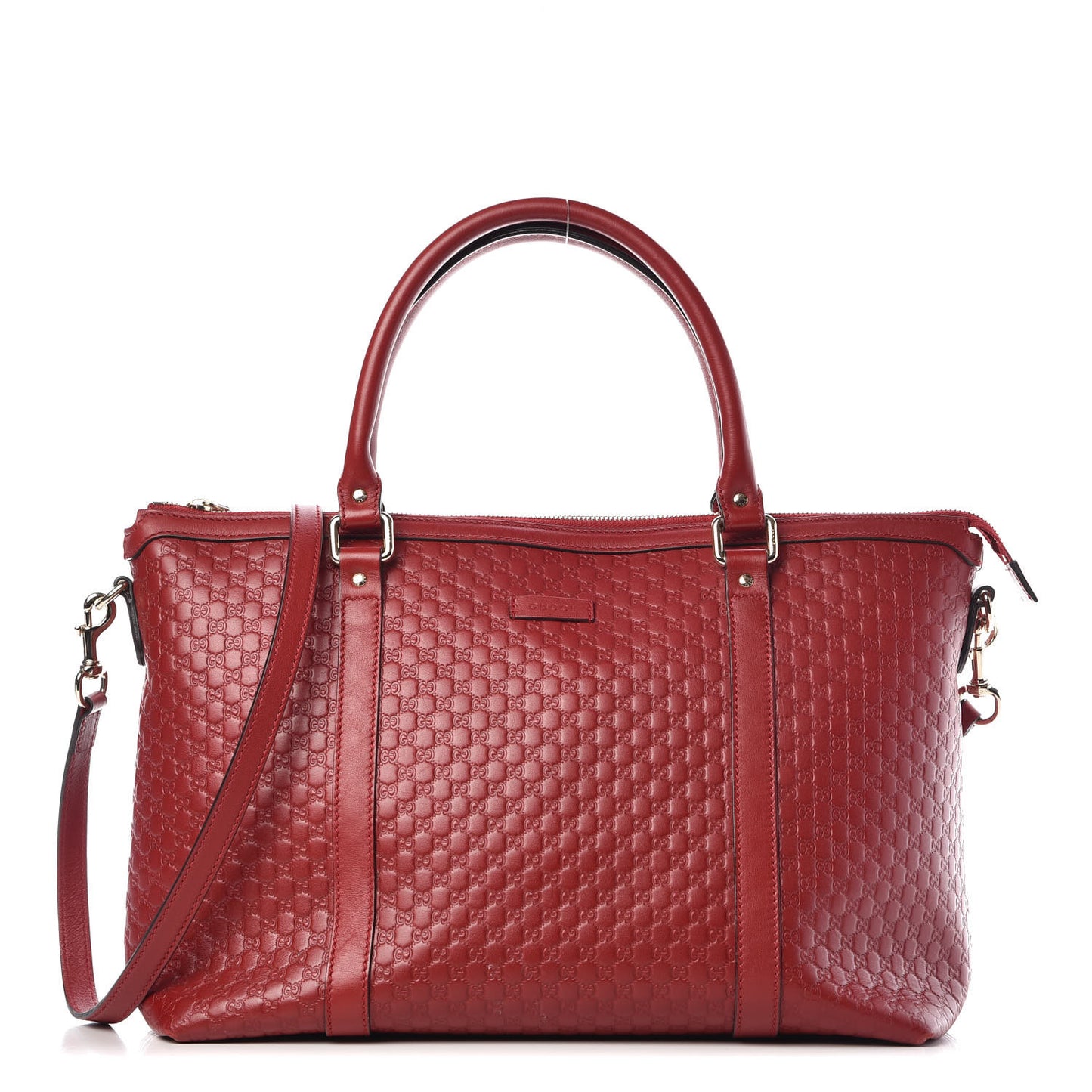 Soft Microguccissima Medium Zippered Satchel Rosso