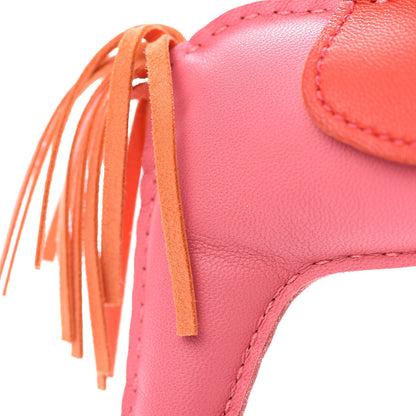 Hermes Milo Lambskin Grigri Rodeo Horse Bag Charm MM Rose Azalee Orange Poppy 6 of 7