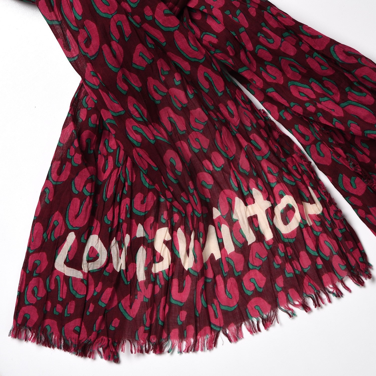Louis Vuitton Cotton Leopard Stole Rouge Fauviste 3 of 4