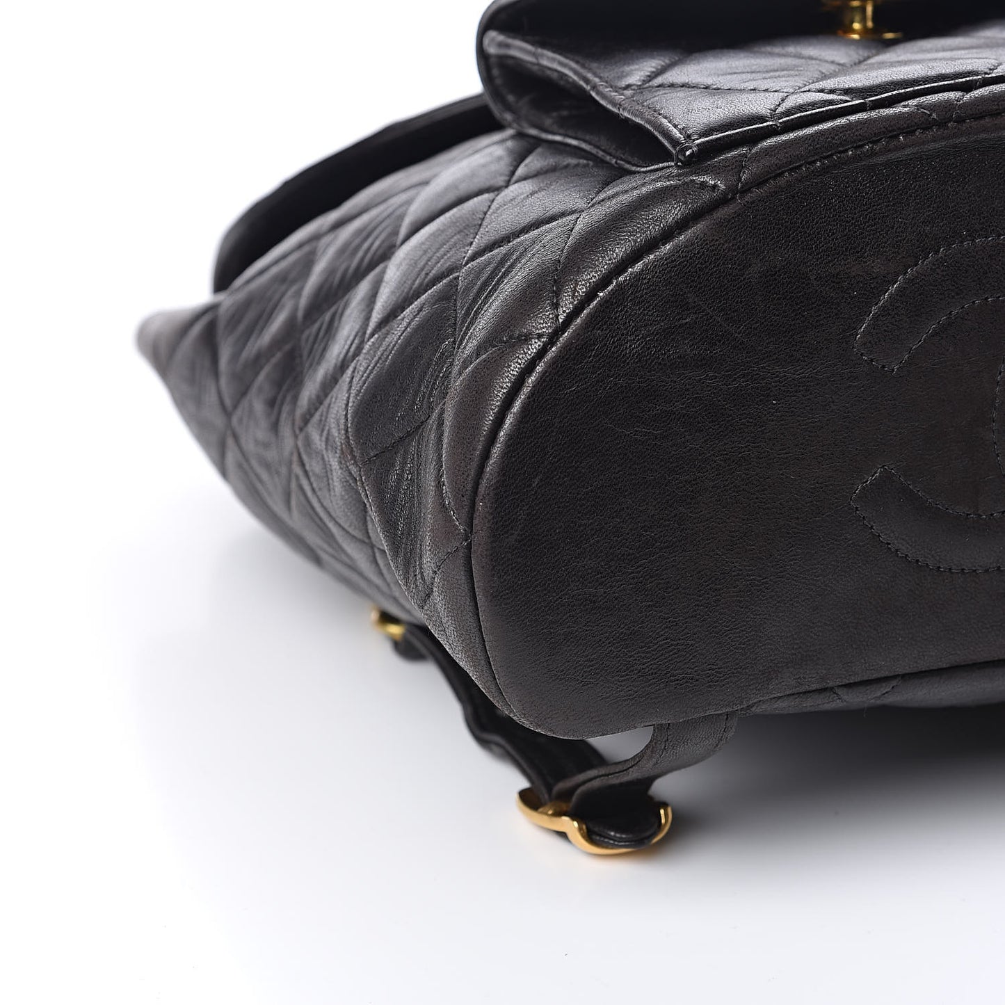 Lambskin Quilted Drawstring Backpack Black