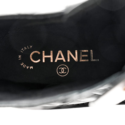 Chanel Shiny Lambskin Quilted Lace Up Combat Boots 41 Black 7 of 9