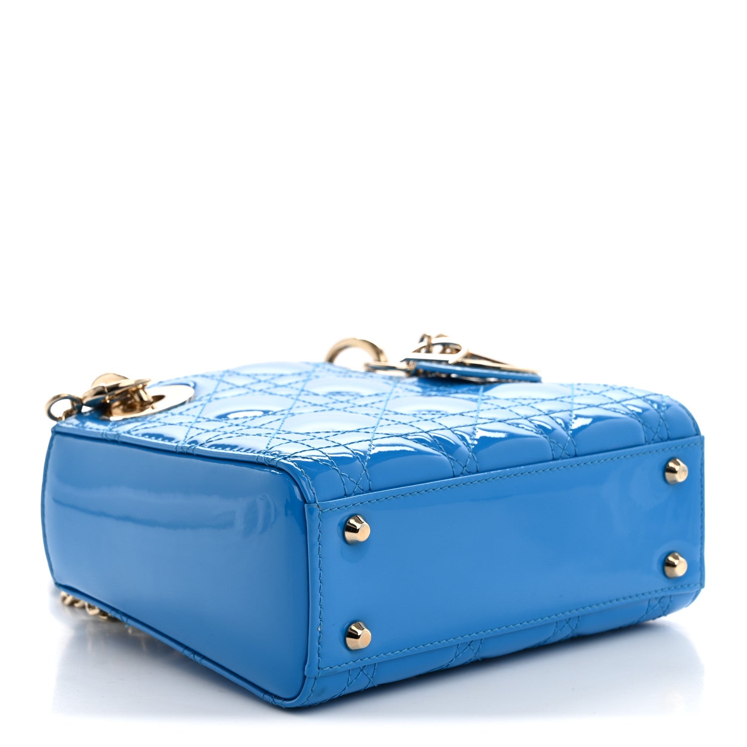 Christian Dior Patent Cannage Mini Lady Dior Blue 4 of 9