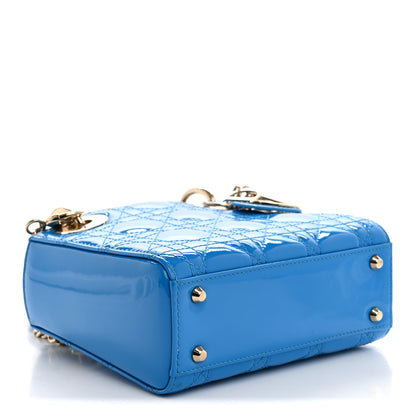 Christian Dior Patent Cannage Mini Lady Dior Blue 4 of 9