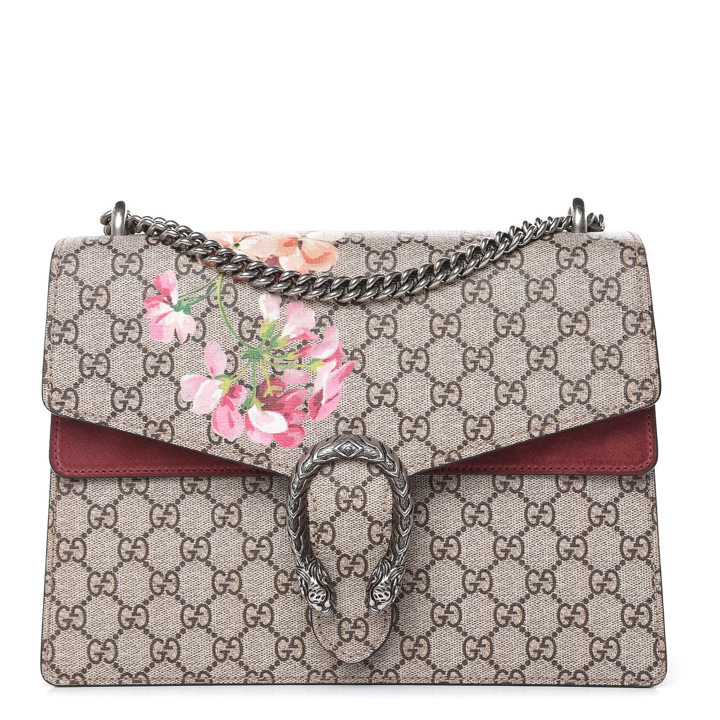 GG Supreme Monogram Blooms Medium Dionysus Shoulder Bag Beige Multicolor Dry Rose