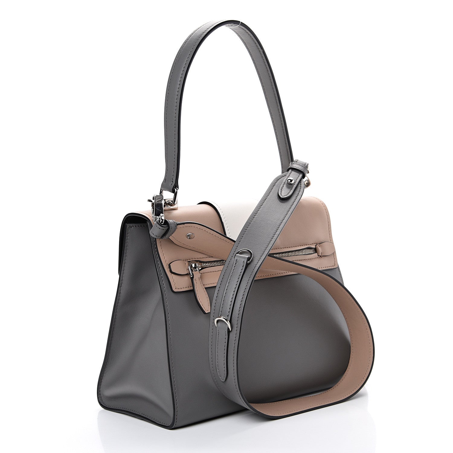 Prada City Calf Ribbon Shoulder Bag Cammeo Bianco Marmo 2 of 12