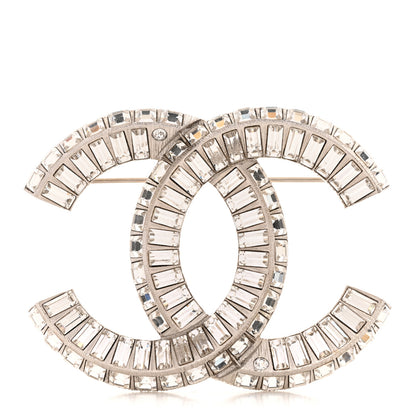 Chanel Baguette Crystal CC Brooch Silver 1 of 3