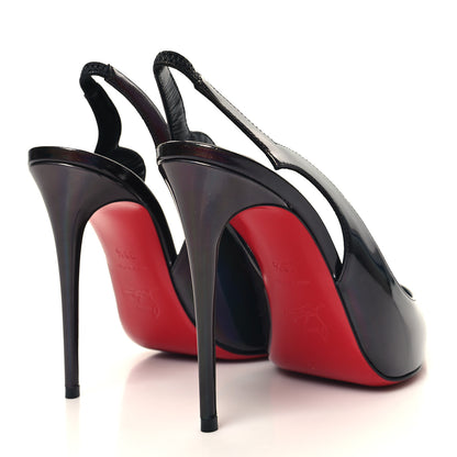 Christian Louboutin Metallic Patent Psychic Hot Chick Slingback 100 Pumps 38.5 Black 4 of 8