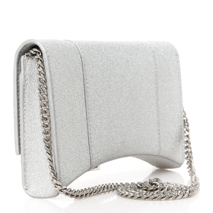 Balenciaga Sparkling Fabric XS Hourglass Wallet On Chain Silver 3 of 13