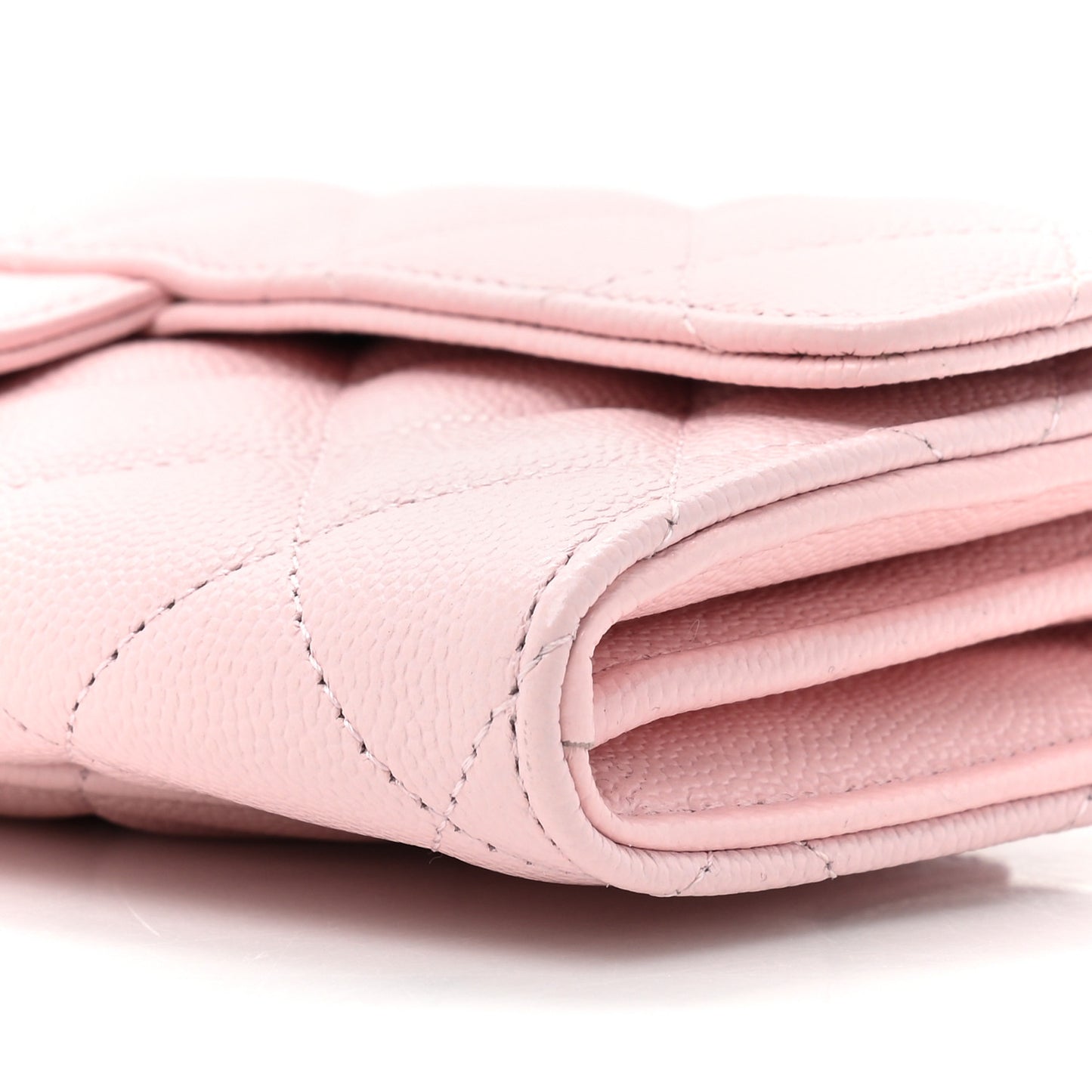 Caviar Quilted Large Gusset Flap Wallet Light Pink