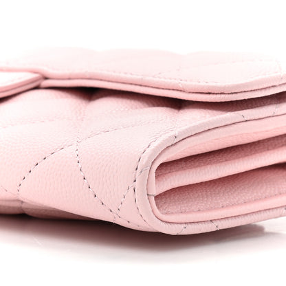 Chanel Caviar Quilted Large Gusset Flap Wallet Light Pink 11 of 13