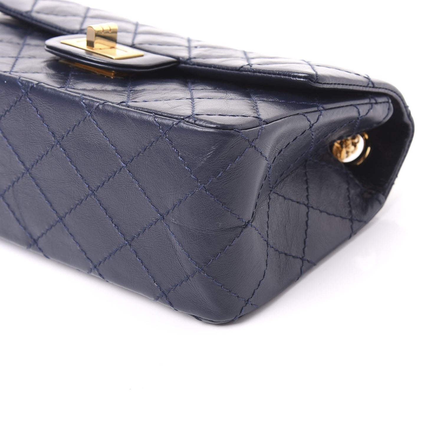 Aged Calfskin Quilted 2.55 Reissue Mini Flap Navy