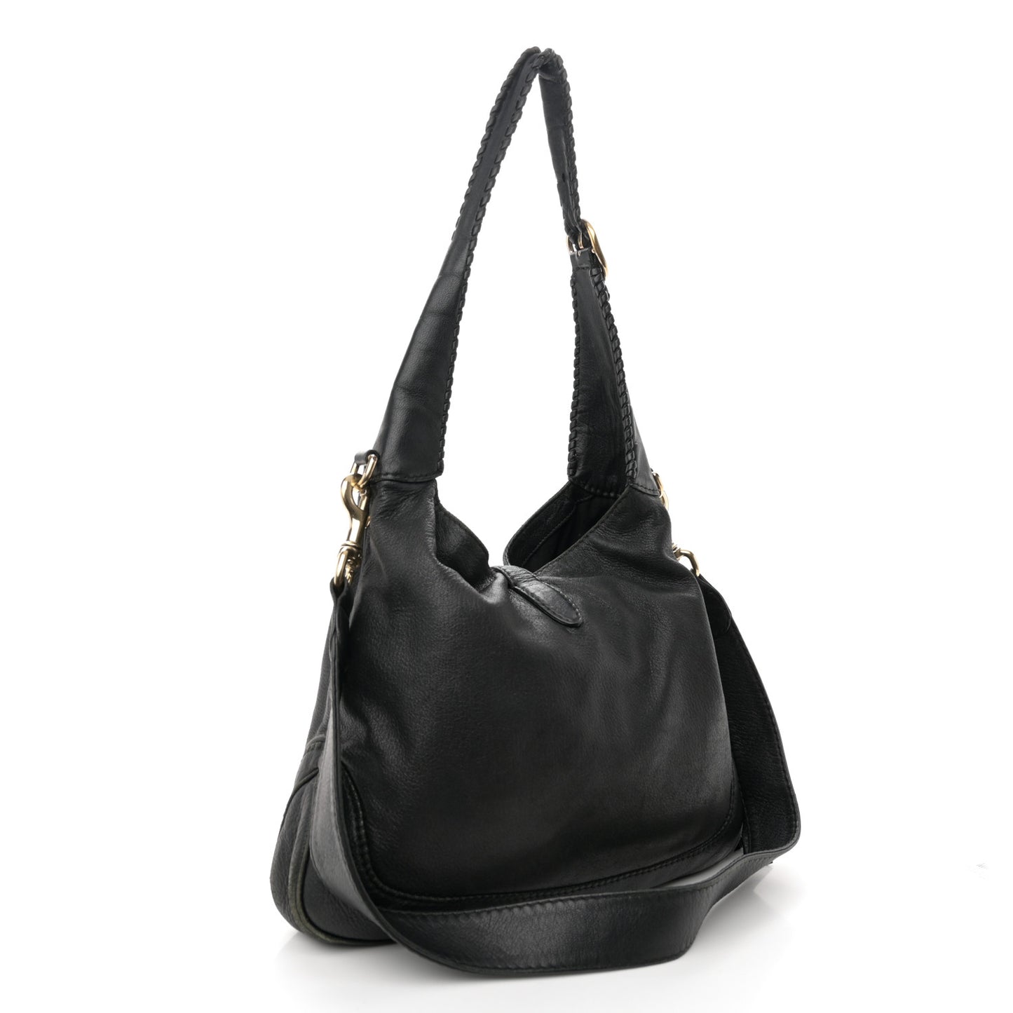 Pebbled Calfskin Medium New Jackie Shoulder Bag Black