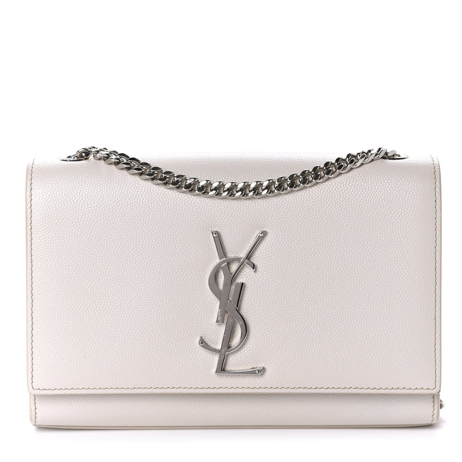 Saint Laurent Grain De Poudre Small Monogram Kate Satchel Optical White 1 of 14