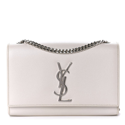 Saint Laurent Grain De Poudre Small Monogram Kate Satchel Optical White 1 of 14
